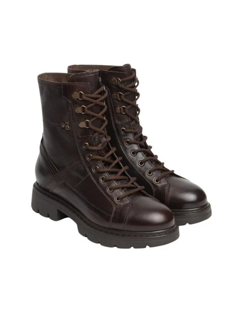 ANFIBI A TACCO BASSO STRINGATI CON ZIP DONNA MARRONE