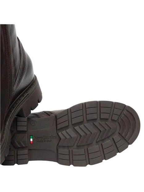 ANFIBI A TACCO BASSO STRINGATI CON ZIP DONNA MARRONE