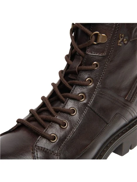 ANFIBI A TACCO BASSO STRINGATI CON ZIP DONNA MARRONE