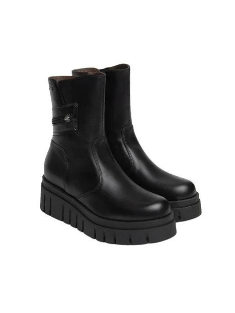 STIVALETTI PLATFORM CON ZIP DONNA NERO