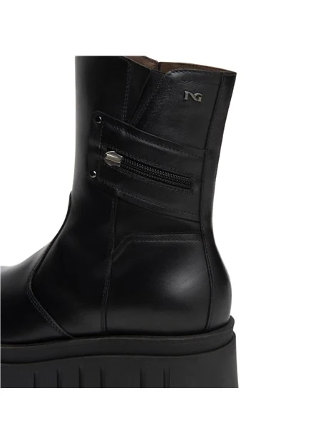 STIVALETTI PLATFORM CON ZIP DONNA NERO