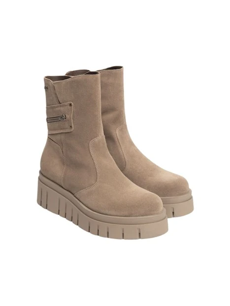 STIVALETTI PLATFORM CON ZIP DONNA TORTORA