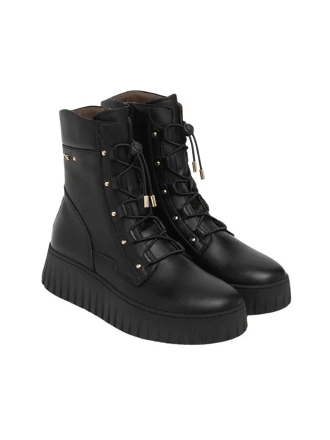 STIVALETTI PLATFORM IN PELLE DONNA NERO