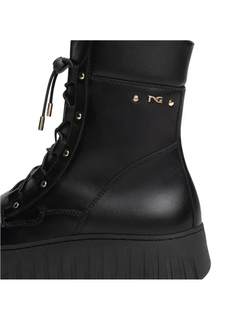 STIVALETTI PLATFORM IN PELLE DONNA NERO