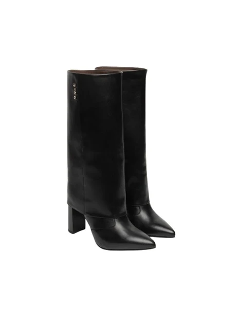 STIVALI A TACCO ALTO TUBOLARI PULL-ON DONNA NERO