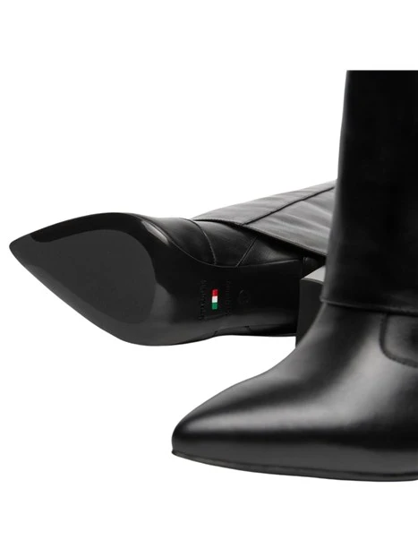 STIVALI A TACCO ALTO TUBOLARI PULL-ON DONNA NERO