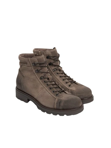 ANFIBI A TACCO BASSO IN SUEDE STRINGATI CON ZIP UOMO TORTORA