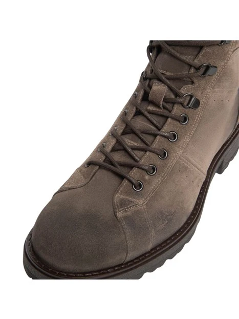 ANFIBI A TACCO BASSO IN SUEDE STRINGATI CON ZIP UOMO TORTORA
