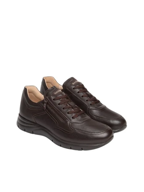 SNEAKERS BASSE CON ZIP E STRINGHE UOMO MARRONE