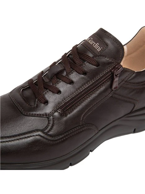 SNEAKERS BASSE CON ZIP E STRINGHE UOMO MARRONE