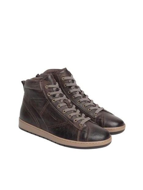 SNEAKERS ALTE CON ZIP E STRINGHE UOMO MARRONE