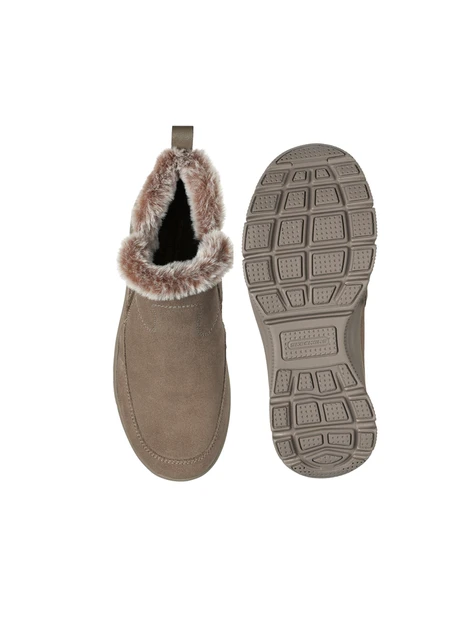 STIVALETTI TACCO BASSO 167862 PELLICCIA DONNA TORTORA