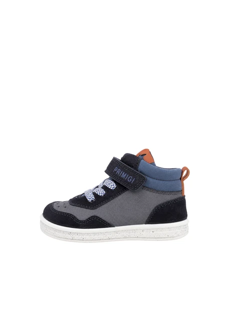 SNEAKERS ALTE CON LACCI E STRAP BAMBINO BLU