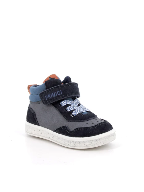 SNEAKERS ALTE CON LACCI E STRAP BAMBINO BLU