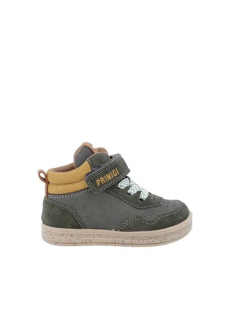 SNEAKERS ALTE CON LACCI E STRAP BAMBINO VERDE