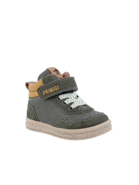 SNEAKERS ALTE CON LACCI E STRAP BAMBINO VERDE