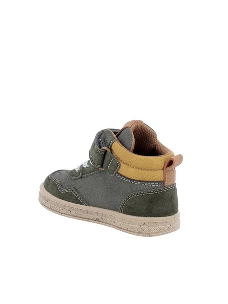 SNEAKERS ALTE CON LACCI E STRAP BAMBINO VERDE