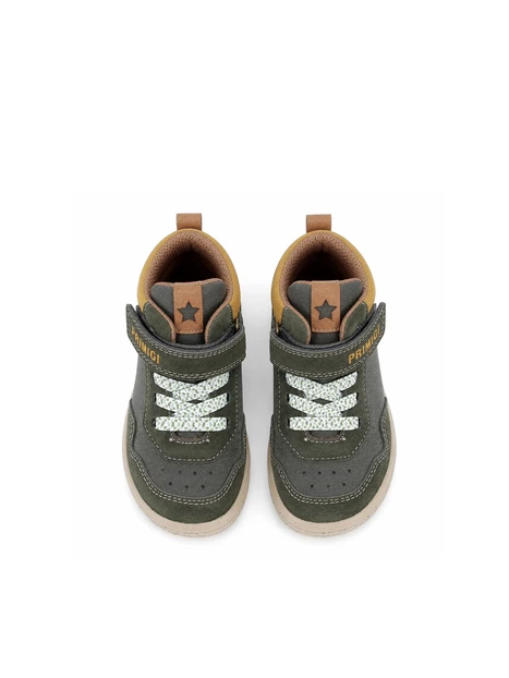 SNEAKERS ALTE CON LACCI E STRAP BAMBINO VERDE