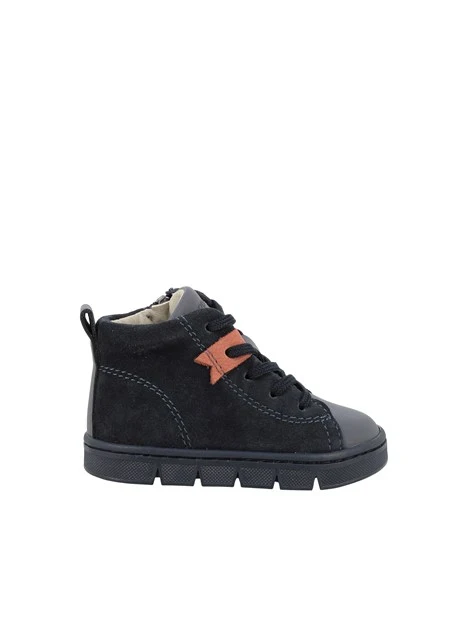SNEAKERS ALTE IN CAMOSCIO CON ZIP BAMBINO BLU