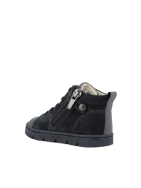 SNEAKERS ALTE IN CAMOSCIO CON ZIP BAMBINO BLU