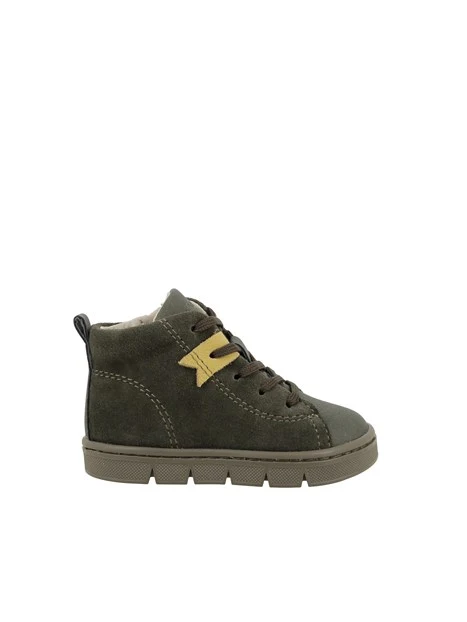 SNEAKERS ALTE IN CAMOSCIO CON ZIP BAMBINO VERDE