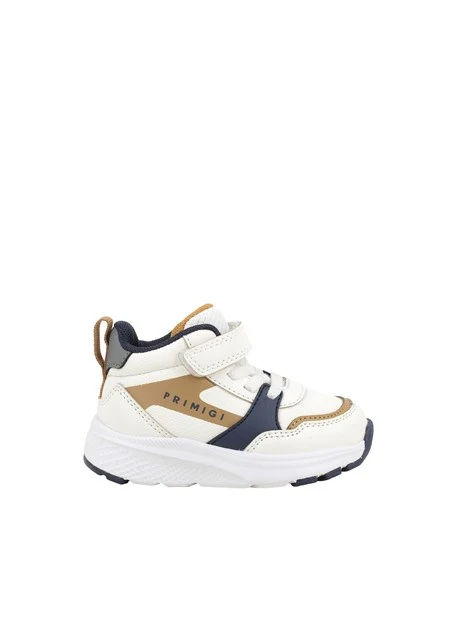 SNEAKERS ALTE IN PELLE CON STRAPPO BAMBINO BIANCO