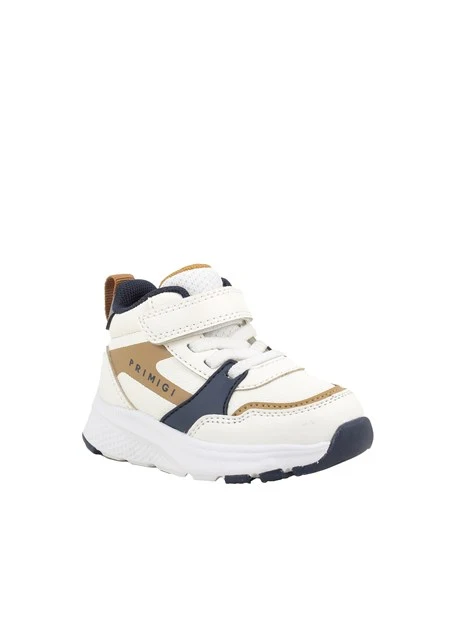 SNEAKERS ALTE IN PELLE CON STRAPPO BAMBINO BIANCO