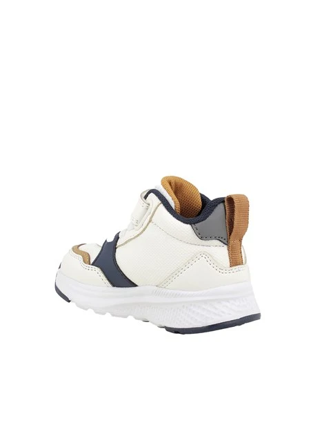 SNEAKERS ALTE IN PELLE CON STRAPPO BAMBINO BIANCO