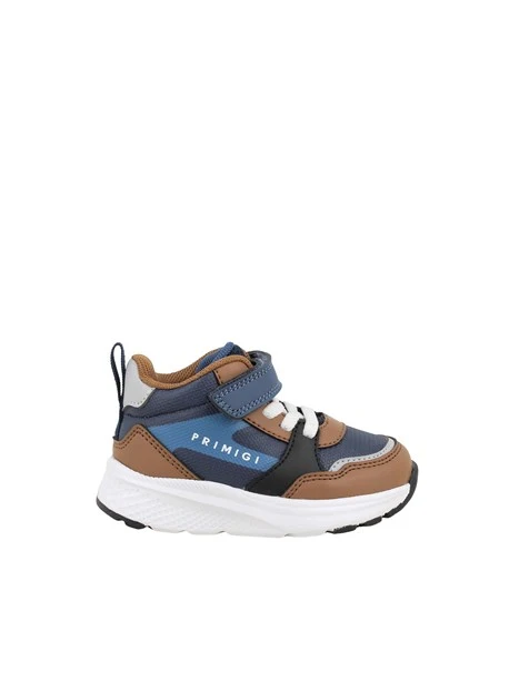 SNEAKERS ALTE IN PELLE E TESSUTO CON STRAPPO BAMBINO BLU