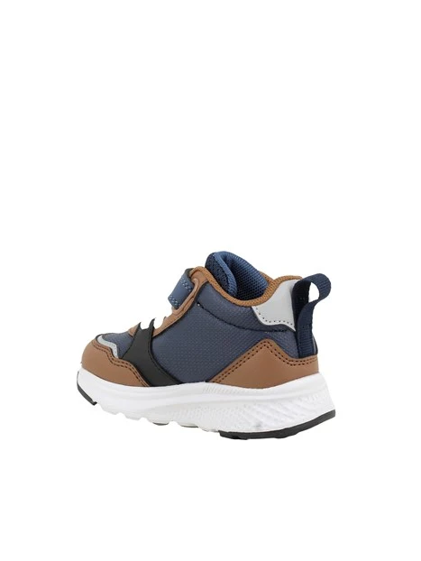 SNEAKERS ALTE IN PELLE E TESSUTO CON STRAPPO BAMBINO BLU