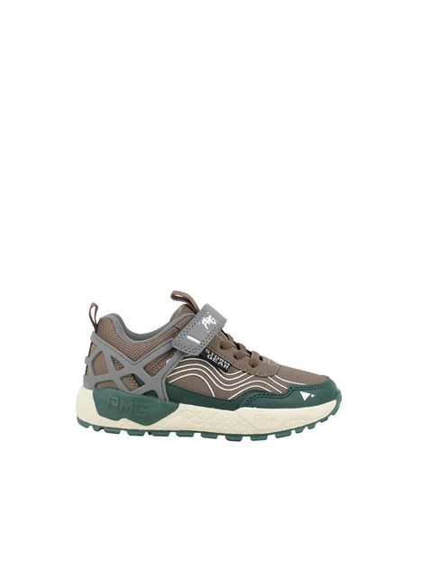 SNEAKERS BASSE IN TESSUTO TECNICO CON STRAPPO BAMBINO MARRONE