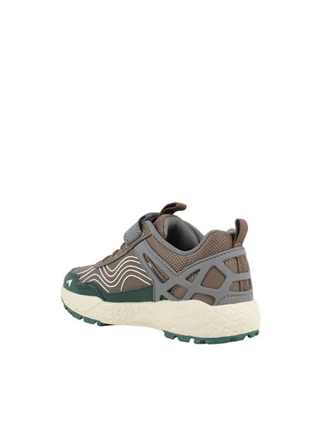 SNEAKERS BASSE IN TESSUTO TECNICO CON STRAPPO BAMBINO MARRONE