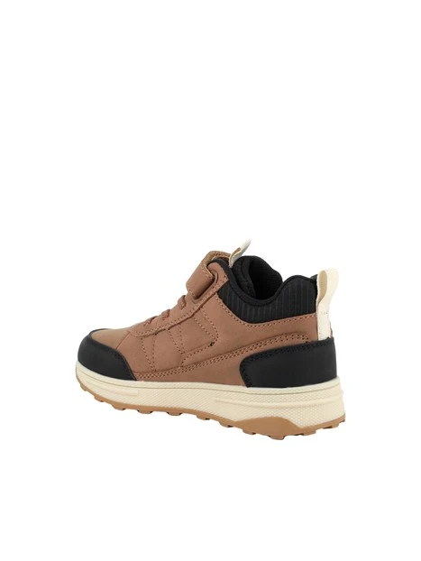 SNEAKERS BASSE BAMBINO CON STRAP MARRONE