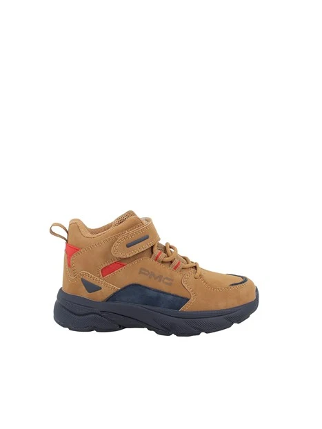 SNEAKERS ALTE CON STRAP BAMBINO MARRONE