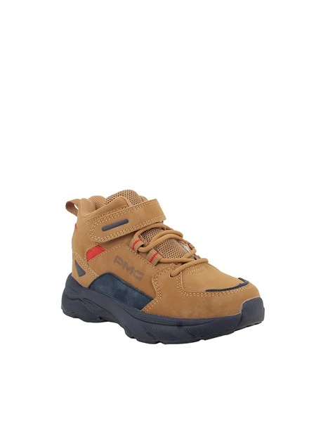 SNEAKERS ALTE CON STRAP BAMBINO MARRONE
