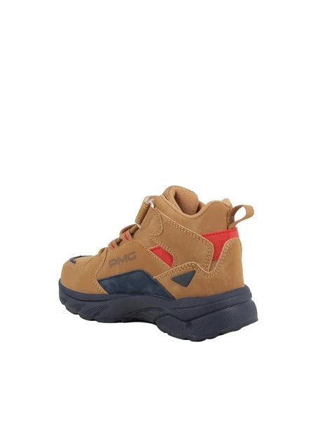 SNEAKERS ALTE CON STRAP BAMBINO MARRONE