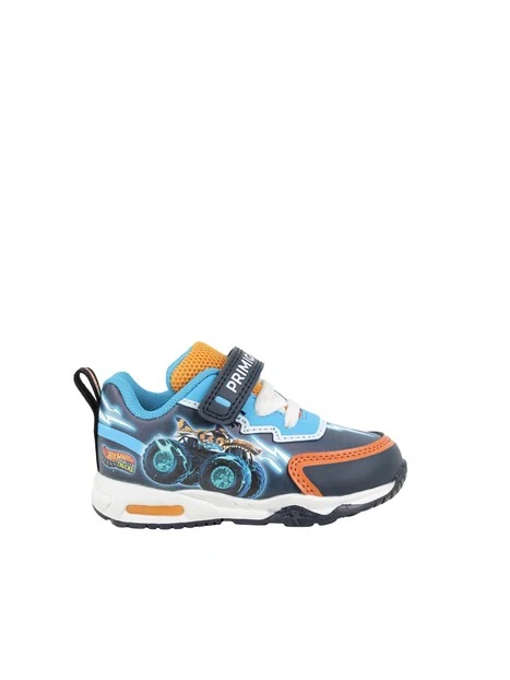 SNEAKERS BASSE CON STRAP E STAMPA MONSTER TRUCK BAMBINO BLU