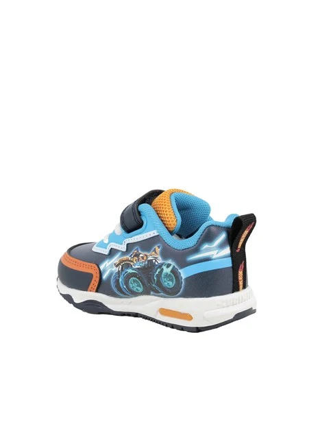SNEAKERS BASSE CON STRAP E STAMPA MONSTER TRUCK BAMBINO BLU