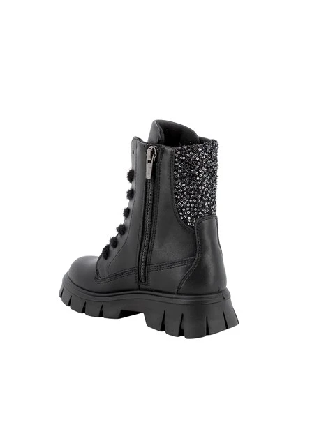 ANFIBI CON PAILLETTES E SUOLA CHUNKY BAMBINA NERI