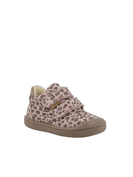 SNEAKERS BASSE CON STAMPA ANIMALIER E DOPPIO STRAP BAMBINA ROSA