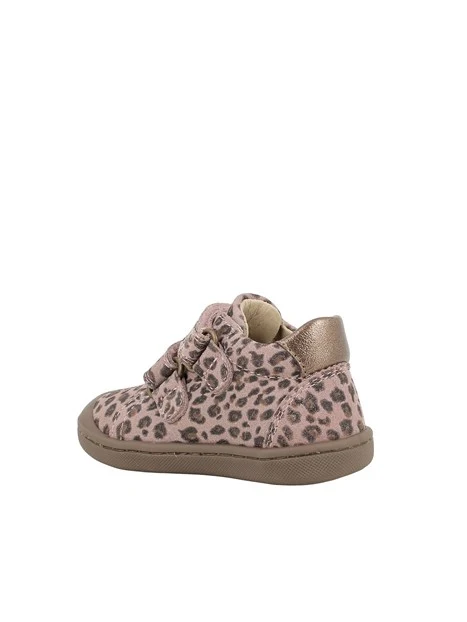 SNEAKERS BASSE CON STAMPA ANIMALIER E DOPPIO STRAP BAMBINA ROSA