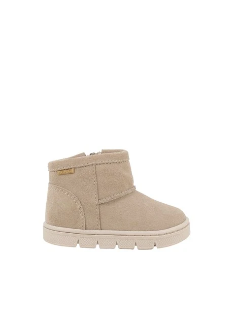 STIVALETTI BASSI IN CAMOSCIO CON ZIP LATERALE BAMBINA BEIGE