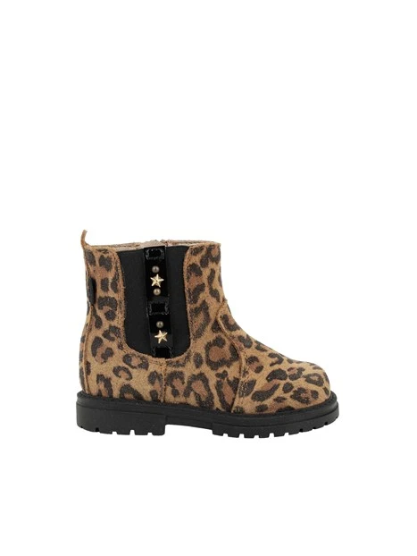 ANFIBI CHELSEA ANIMALIER CON STELLE BAMBINA MARRONE