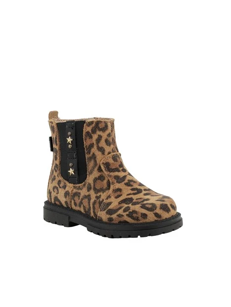 ANFIBI CHELSEA ANIMALIER CON STELLE BAMBINA MARRONE
