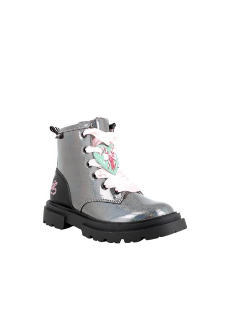 ANFIBI IRIDESCENTI CON LACCI ROSA BAMBINA ARGENTO