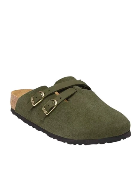 SABOT IN CAMOSCIO CON DOPPIO CINTURINO DONNA VERDE