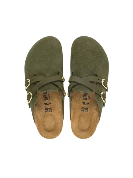SABOT IN CAMOSCIO CON DOPPIO CINTURINO DONNA VERDE