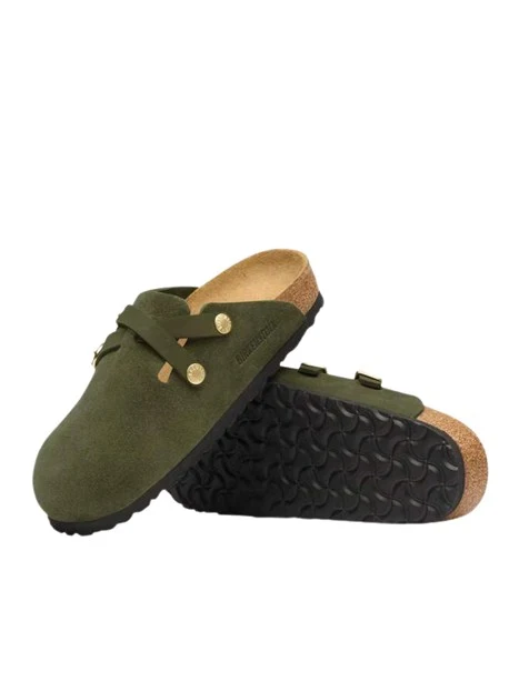SABOT IN CAMOSCIO CON DOPPIO CINTURINO DONNA VERDE