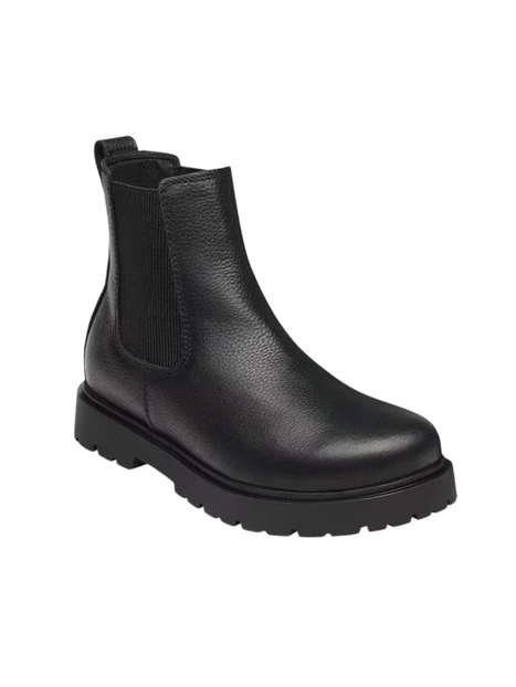 STIVALETTI CHELSEA IN PELLE GOFFRATA CON SUOLA CARRARMATO UNISEX NERO