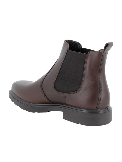 STIVALETTI TACCO BASSO IN PELLE CON INSERTI ELASTICI UOMO MARRONE